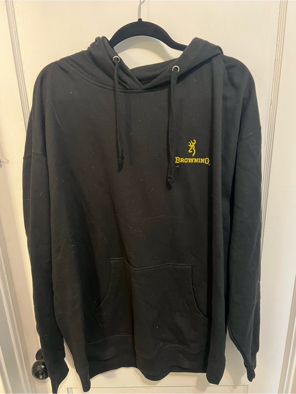 Browning Men's Black Hoodie with Yellow gun Logo